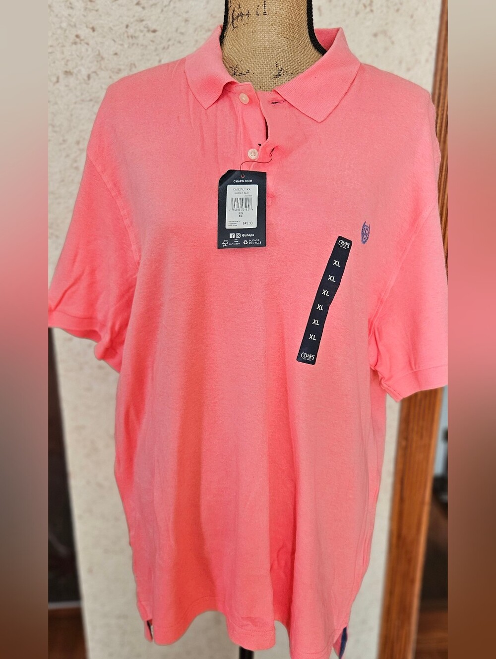 Chaps Coral Polo Shirt - Pink